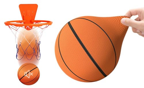 Esoes Silent Basketball,Basketball Indoor,Lautloser Basketball,Unbeschichteter Trainingsschaumball,mit Reißverschlussabdeckung Mute Ball für Zuhause,Soft Basketball Indoor (18cm)