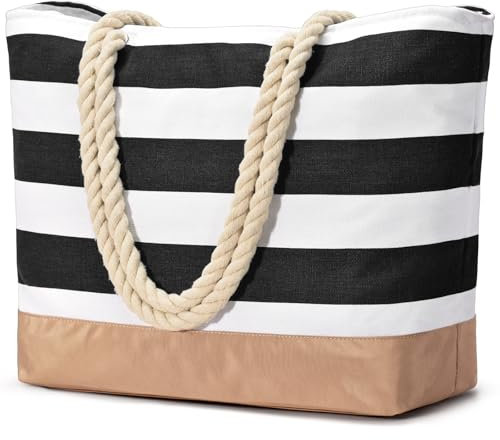 oscaurt Strandtasche Tote Bag Shopper Tasche Damen Faltbare Einkaufstasche Umhängetasche mit Reißverschluss Handtasche Damen Gross Reisetasche Geschenke für Frauen