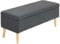 HOMCOM Sitzbank mit Stauraum Polsterbank mit Leinenoptik, Sitztruhe mit Holzbeine, Truhenbank für Wohnzimmer Schlafzimmer Flur 110 x 39 x 45 cm, Dunkelgrau