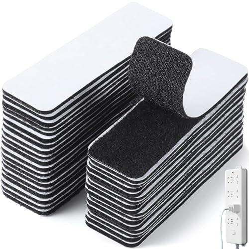 Yueser Klettband Selbstklebend, 48 Stück 25mm*100mm Schwarz Klettband Selbstklebend Extra Stark Doppelseitiger Klettverschluss für Bilderrahmen Steckdosen Ornament Teppich Sofa Vorhang Tissue Box