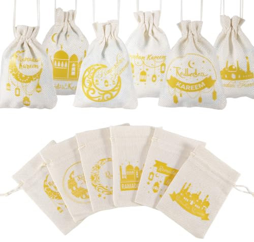 12 Stück Ramadan Kalender Tüten – Wiederverwendbare Geschenktüten zum Befüllen, 10 x 15 cm, Ideal für Süßigkeiten & Kleinigkeiten