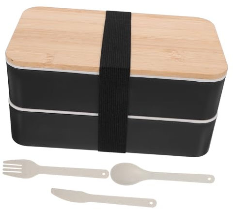BUGUUYO 1juego Contenedor De Comida Portátil Apilable y Hermético Con Cubiertos Bento Para Adultos Para y Picnic