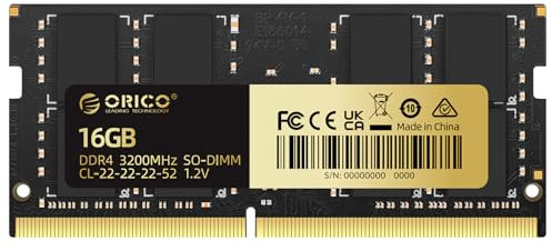 ORICO SODIMM DDR4 RAM 16GB 3200MHz CL22, Memoria para Laptop de 260 Pines, No ECC, Memoria de Alto Rendimiento para Portátiles(o 2933MHz / 2666MHz) – LS400