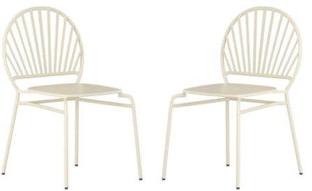 Vente-unique-Gartenstuhl stapelbar 2er-Set - Metall - Beige - CEDEIRA von MYLIA