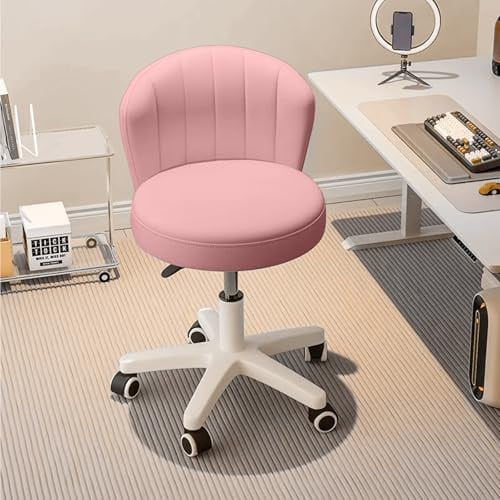 HDHNBA Niedlicher Stuhl ohne Armlehnen, Frisierstuhl mit Rollen, Kleiner Schreibtischstuhl, Verstellbarer Drehstuhl mit Rollen für das Homeoffice, Schlafzimmer
