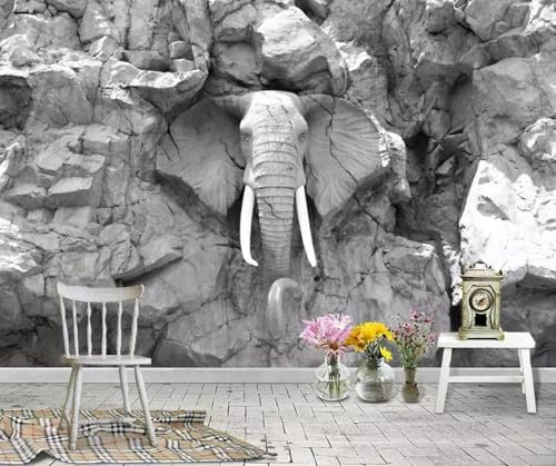XLMING Abstraction Éléphant 3D Papier Peint Décoration Manger Intérieure Salon Canapé Chambre Fond TV Mur-400cm×280cm