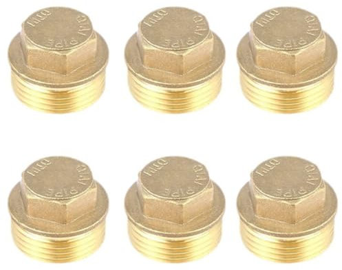 6 Stück Blindstopfen 1/2 Zoll, Messing Wasserleitung Blindstopfen, Stopfen 1/2 Zoll,Blindstopfen Wasserleitung Innen, Für Rohranschluss Badezimmer, Heizung Und Trinkwasseranlage Geeignet