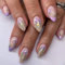 SXVME Lilac French Tip Press on Nails Almond Shape False Nails with Small Flower Designs Floral Fake Nails Medium Length Spring Summer for Women, 24Pcs