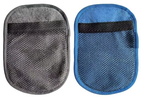 Porceosy 1 Pc/2 Pcs Beach Sand Removal Mitts Sand Wipe Off Mitts at Beach Coral Velvet Sands Remover Cleaner Mitts for Volleyball Sandbox Beaches Activities Summer Essentials tool Grey Blue