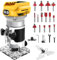 Kabelloser Router Kompatibel mit Dewalt 20V Akku - Bürstenlose Handflächenfräsen mit 6 Geschwindigkeiten, Tragbares Holzfräser Werkzeug für Holzbearbeitung, Handkantenschneider mit 15 Fräs-Bits Set