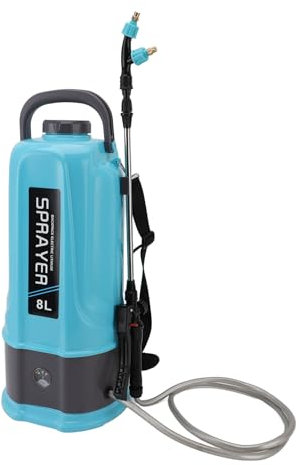 Luocute 2000mah Lithium-Ionen-Batterie-Batterie-Rucksack-Sprühgerät, 4-6 Stunden Kontinuierliches Sprühen, Einstellbarer Druck, 5 Düsen, Geeignet für Unkraut-Rasensprühen, (EU-Stecker 8L)