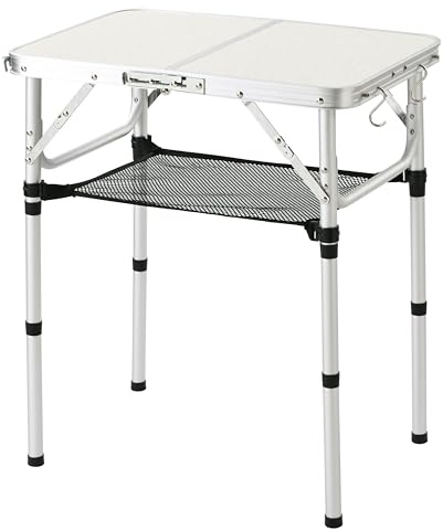 YUFIFAIRY Klapptisch, klein, 61 cm L x 40,6 cm B, Campingtisch aus Aluminium mit höhenverstellbaren Beinen, für drinnen und draußen, leicht, tragbar, zusammenklappbar, Aluminium-Esstisch für Picknick