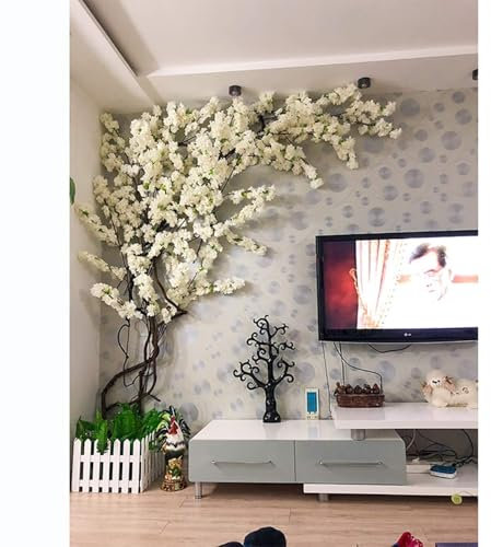 Planta Artificial Grande Exterior arbol Árbol De Cerezo Blanco Con Flores De Sakura De Seda, Enredaderas Falsas For Decoración Del Hogar, Bodas, Fiestas Y Ceremonias. Flor Artificial, Decoración Perfe