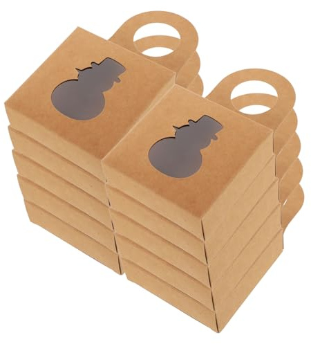 HOMSFOU 25pcs Kraft Paper Wine Bottle Box Window Storage Case for Empty Wine Bottle Portable Box Holder for Home Organizer