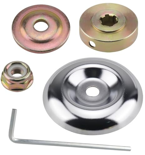 Kit de Réparation Universel pour Débroussailleuse - Ensemble de 5 Pièces avec Écrous Métalliques, Plaques de Fixation, Adaptateur pour Lames, Capot de Protection et Clé de Type L, Compatible avec Équi