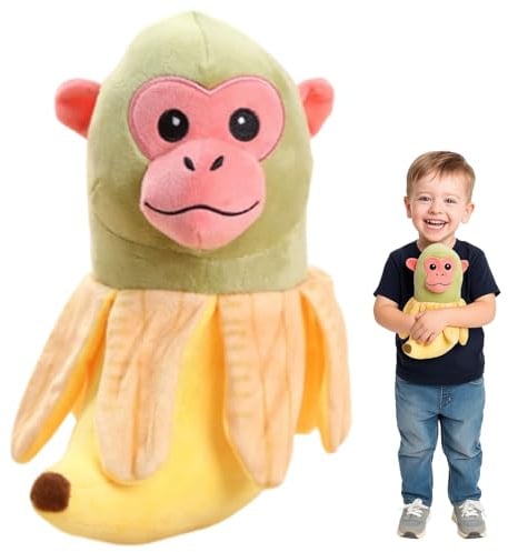 HcvGcm Tung Tung Tung Sahur Plüschaffe, 25 cm Brainrot Kuscheltier, Tralalero Tralala AFFE, Weiches Bananen-Monkey Plüschtier Für Kinder, Baumwoll-PP Kuscheltier Für Schlafen Und Reisen