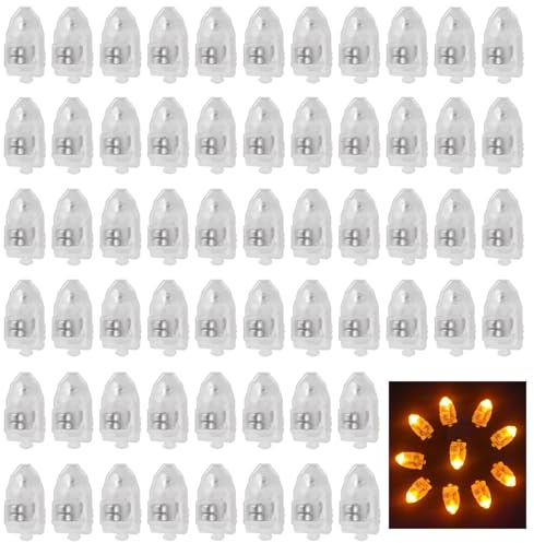 SHUBEIEUMI 60 Stück LED Ballons Lichter, Mini LED Licht Leuchtkugeln, Luftballon für Papierlaterne, für Weihnachten, Hochzeit, Geburtstag, Party Deko(Warmweiß)
