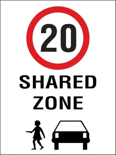 Zone Partagée Limitation De Vitesse À 20 Km Panneau D'Avertissement Métal Tôle Signe Affiche Poster Plaque Métallique Panneau Pour Café Chambre Maison Garage S