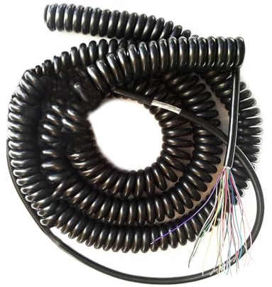 Cable de alimentación en espiral, espiral, resorte, 19 hilos, cuadrado, 0,15 mm, espiral, blindado, para máquinas CNC, perilla electrónica, extensible (8 metros 19core 0,15 mm2)
