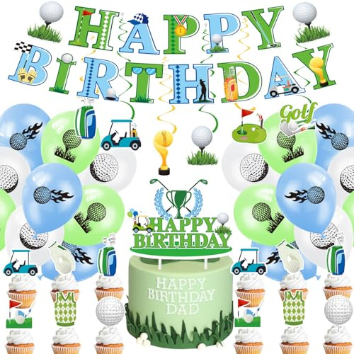 38 Stü ck Golf Geburtstag Party Dekoration, Golf Sport Thema, Cupcake Plug-in, Ballon, Flagge Drag Set, Kinder Geburtstag Dekoration, Fitness Enthusiasten Party Dekoration