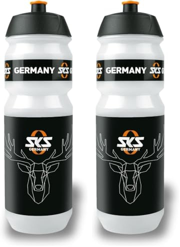 SKS GERMANY DEER BOTTLE LARGE 750 ml Fahrradflasche im Hirsch-Design, Fahrradzubehör (Flasche mit Shiva-Verschluss, für alle gängigen Flaschenhalter, auslaufsicheres Push-Pull-Ventil) (Packung mit 2)