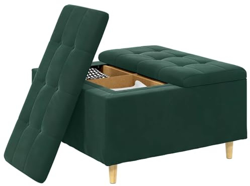 vidaXL Ottoman mit Stauraum Dunkelgrün 80 x 80 x 45 cm Samt
