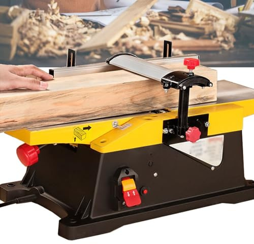 KLYDBMYT Raboteuse à Bois, raboteuse électrique multifonctionnelle de Table 1800 W, 15 cm (6 Pouces), 12 000 TR/Min, Profondeur de Coupe réglable de 0 à 3 mm pour la découpe du Bois