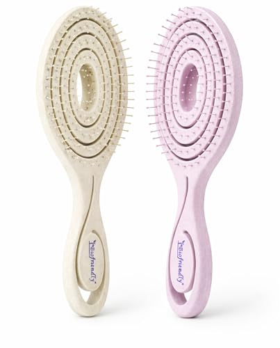 Eco Friendly 2 Pcs Hair Brush Anti Tangle Detangle, Wet & Dry Head Massaging Spiral Hairbrush for Women and Men Glide Through Tangles For All Hair Types