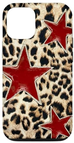 Red Stars Cheetah Print Aesthetic Y2K Cool Leopard Preppy Case for iPhone 12/12 Pro