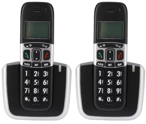 XUMIUZIY Schnurlostelefon mit DECT 6.0, Dual Vollduplex Freisprecheinrichtung, 3 Wege Anrufen, Anrufer ID/Anklopfen, Hintergrundbeleuchtetem Display, Lautstärkeregelung, Erweiterb (2er-Pack)