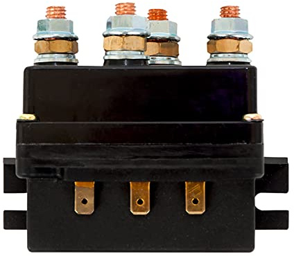 WINCHMAX 24v Winch Solenoid. Heavy Duty Model with Larger contact Face and Faster Contact Closure. Fully waterproof IP67 sealed case. Spade Terminal Side Connections.