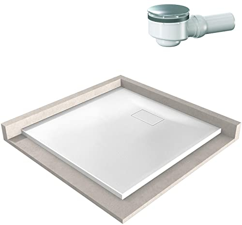 Piatto doccia rettangolare di SMC - 3,2 cm di altezza -90x90cm, con siestema di scarico Dallmer Orio