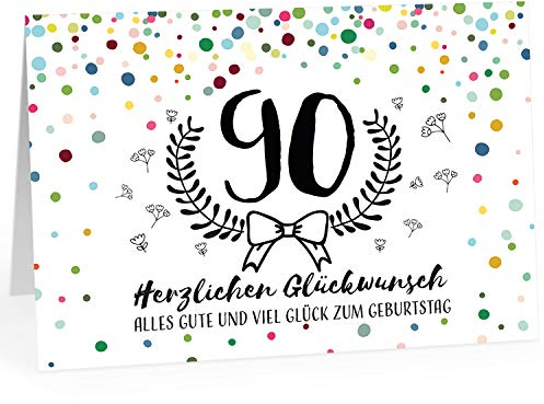XXL Geburtstagskarte (A4) | Moderner Look 90 | mit Umschlag | Glückwunsch zum 90. Geburtstag | edle und hochwertige Klappkarte | Grußkarte | Maxikarte extra groß