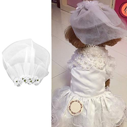 Pssopp Schleier für Hunde Hund Braut Blume Kopfschmuck Hundehaarspangen Hund Haustier Katze Brautkleid Hochzeit Haar Zubehör für kleine Hunde Katzen(S)