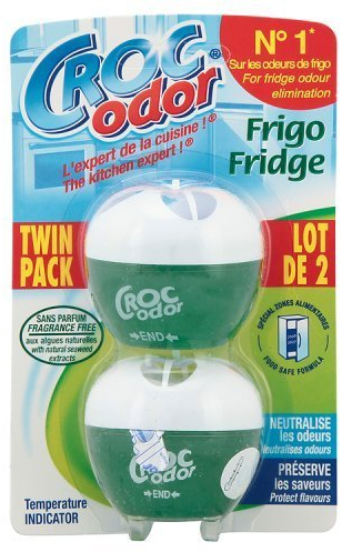 Crocs 3XFridge Deodoriser, Twin Pack - Citrus Scent, White, Gel, Area Deodoriser, 2 Count, 30 Days, Kitchen, Refrigerator