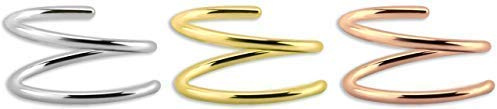 Modern Nature Piercing-Schmuck Nasenpiercing Ring, Nasenring Spirale, 3er Set aus Silber in 0,8 mm
