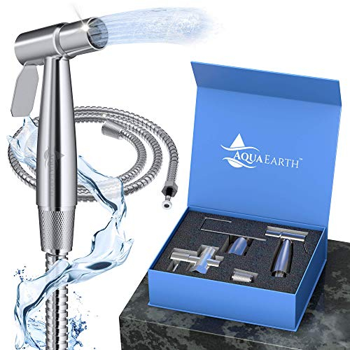 Aqua Earth Bidet Handbrause Set Toilette Bad Bidet WC Dusche Aufsatz Waschen Duschkopf mit Einstellbarem Druck &Halterung, Schlauch Bidet Armaturen für WC, Persönliche Hygiene&Windelreinigung