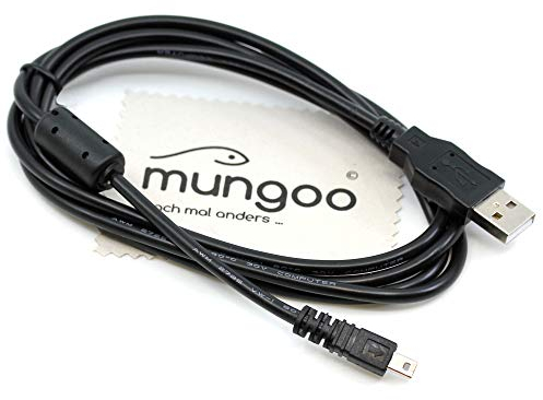 USB Datenkabel kompatibel mit Panasonic Lumix DMC-FX7, DMC-FX70, DMC-FX700, DMC-FX8, DMC-FX9, DMC-FZ1000, DMC-FZ15, DMC-FZ150 Digitalkamera 1,5m Daten Kabel OTB mit mungoo Displayputztuch