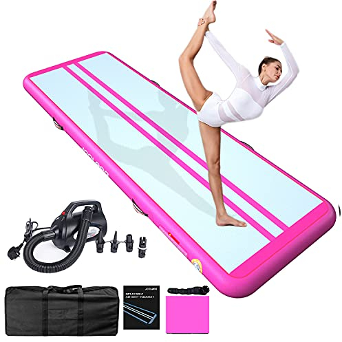 Tumbling Matten Aufblasbare Gymnastik 3/4/5/6M/7M/8M Trainingsmatte Kohlefaser Tumble 10/20cm Dick Gymnastikmatte Turnmatte Bodenmatte Inflatable Yogamatte Taekwondo Matte with Pumpe