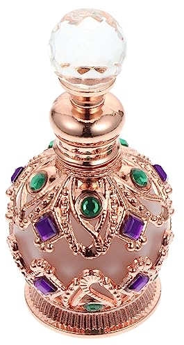 Lurrose Antique Crystal Perfume Bottle 15ml Empty Refillable Perfume Bottle Retro Liquid Dispenser for Women Girl Home Travel
