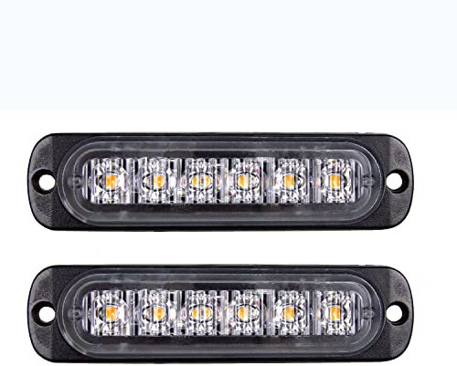 PICAA 2X stroboscopique à 6 LED pour voiture - Barre lumineuse pour véhicule de 12 V à 24 V - Balise clignotante de sécurité pour voiture, véhicule utilitaire, bateau, remorque, caravane (ambre)