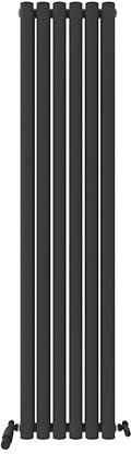 iBathUK Strata Tall Vertical Radiator, Double Oval Panel Radiators, 1600x360mm Slim Radiator, Wall Mounted for Bathroom,Kitchen,Living Room- Anthracite