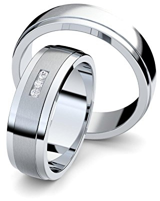 Eheringe Verlobungsringe Trauringe Freundschaftsringe Silber 925 * GRATIS Etui * Zirkonia Paarpreis Set Partnerringe Silber Weißgold Platin Optik Ringpaar Hochzeitsringe Paar 6mm FF360SS925ZIFA6063