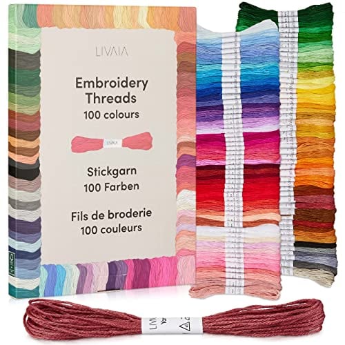 LIVAIA Kit Ricamo Filo Da Cucire 100 Colori - Set di Fili per Ricamo, Nodo, Treccia, Armeggiare, Uncinetto, Cucito, Filo Per Braccialetti- Set Di Punto A Croce, Set Fili Di Bastoncini