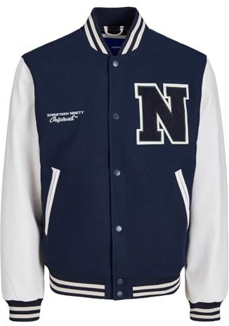 JACK & JONES Mens College Bomber Jacket Total Eclipse XL