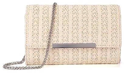 AFKOMST Clutch-Geldbörsen für Frauen, kleine Crossbody-Taschen und Sommer-Stroh-Strandhandtaschen mit Crossbody-Kettenriemen
