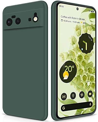 GiiYoon Hülle Kompatibel mit Google Pixel 6, Hochwertiges Liquid Silicone Case, Rundumschutz Handyhülle, Kratzfestes Weiches Mikrofaserfutter- grün