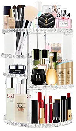 talifoca Organisateur Maquillage Rotatif, Rangement Maquillage Rotatif 360, Rangement Parfum Boite Organiseur Maquillage, Grande Capacité Makeup Organizer Présentoir Cosmétique
