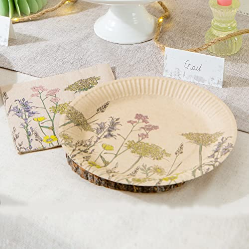 Talking Tables Lot de 12 Assiettes Florales en Papier recyclé | Vaisselle jetable écologique pour Le Printemps, Pâques, Un Anniversaire, la fête des mères, Bleu, Vert, À fleur