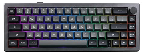 EPOMAKER EK68 65% Gasket NKRO Mechanische Tastatur, Hot Swappable Dreifach-Modus Gaming-Tastatur mit 3000mAh Akku, RGB-Beleuchtet für Büro/Home/Win/Mac (Black Silver, Budgerigar Switch)
